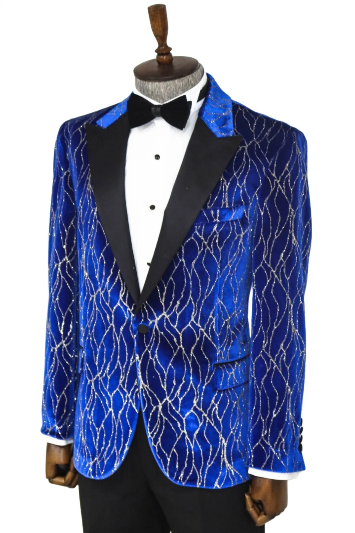Silver Patterned Blue Men Performers Tuxedo Jackets - Wessi sold by Wessi product image thumbnail 4