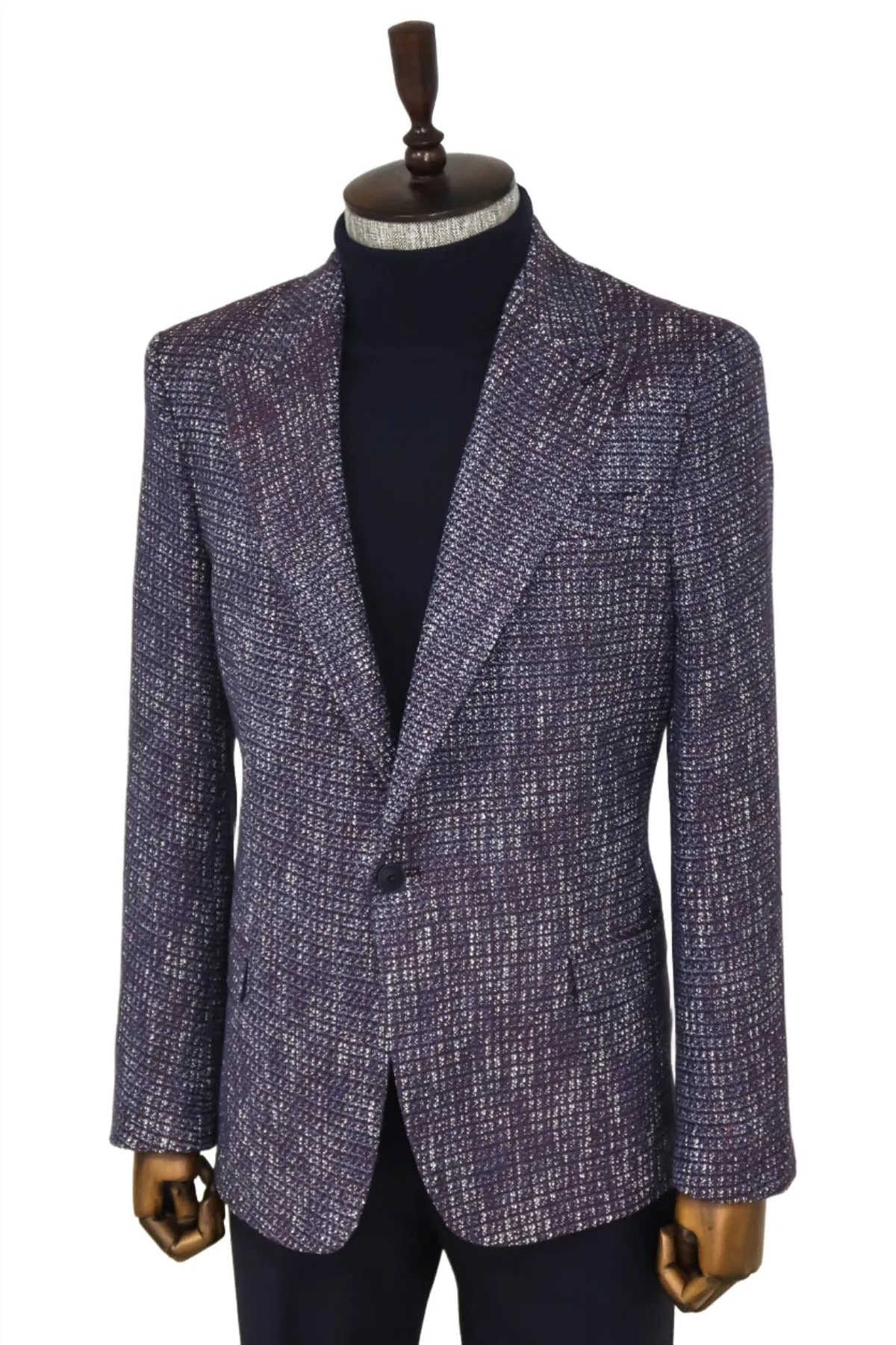 Slim Fit Patterned Sport Purple Men Blazer - Wessi sold by Wessi product image thumbnail 4