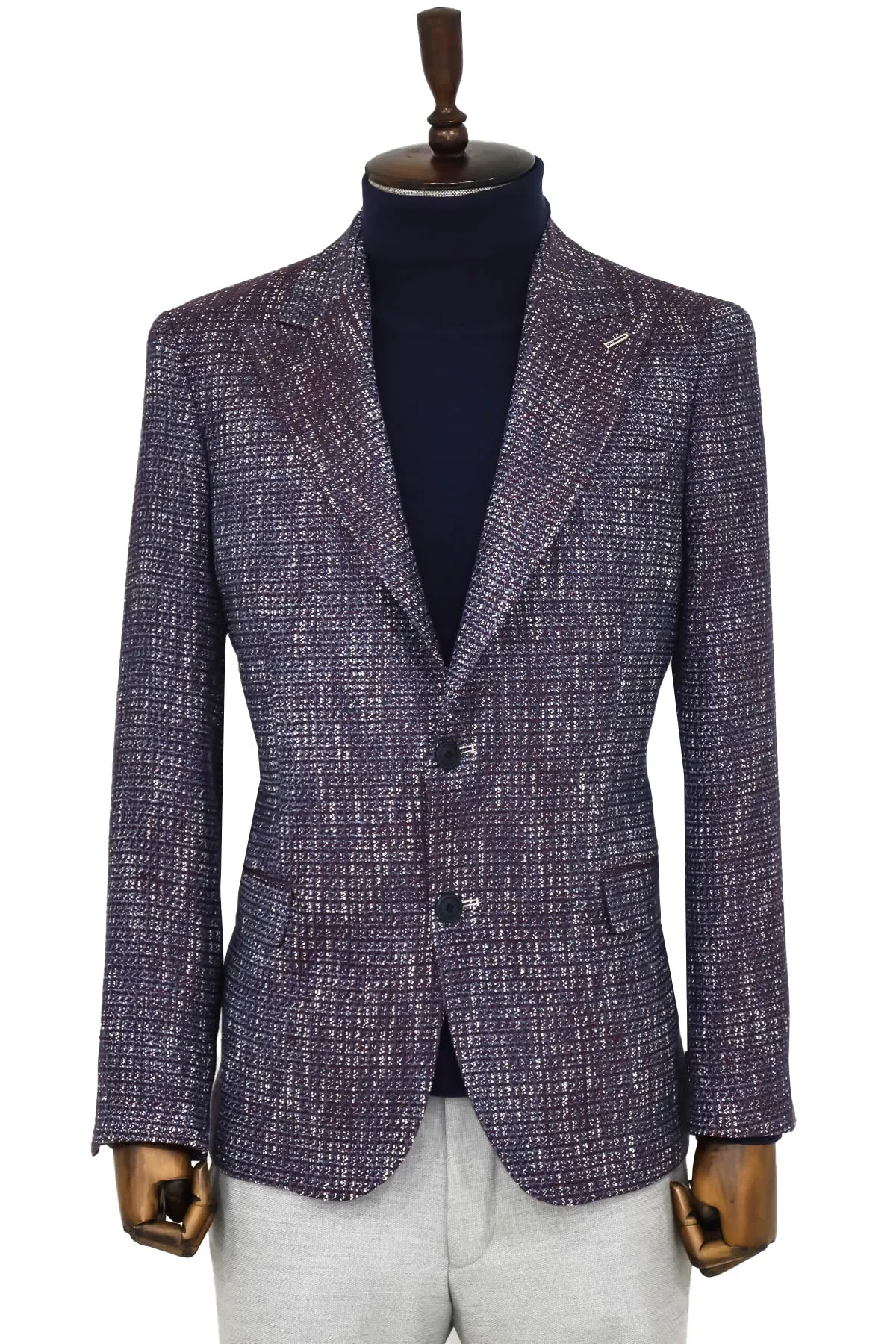Slim Fit Patterned Sport Purple Men Blazer - Wessi sold by Wessi