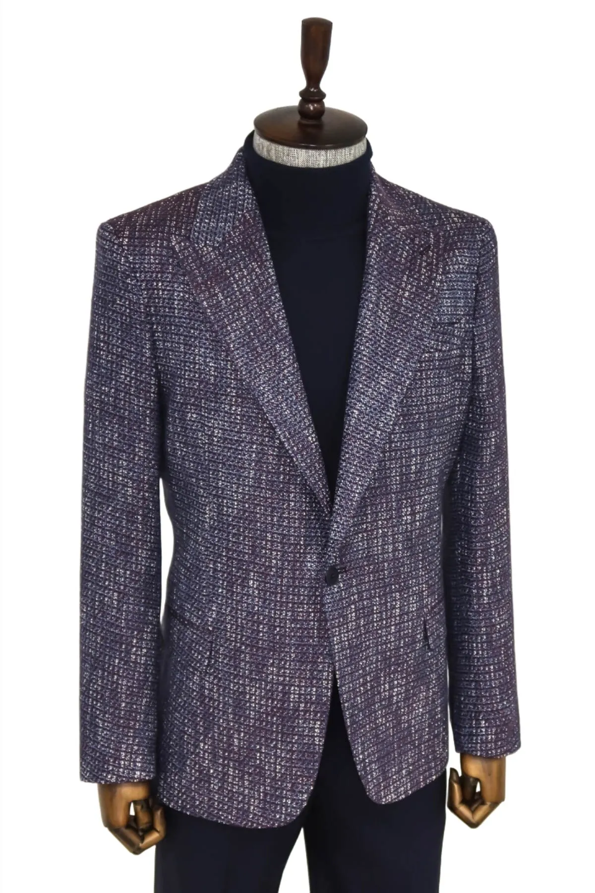 Slim Fit Patterned Sport Purple Men Blazer - Wessi sold by Wessi product image thumbnail 5