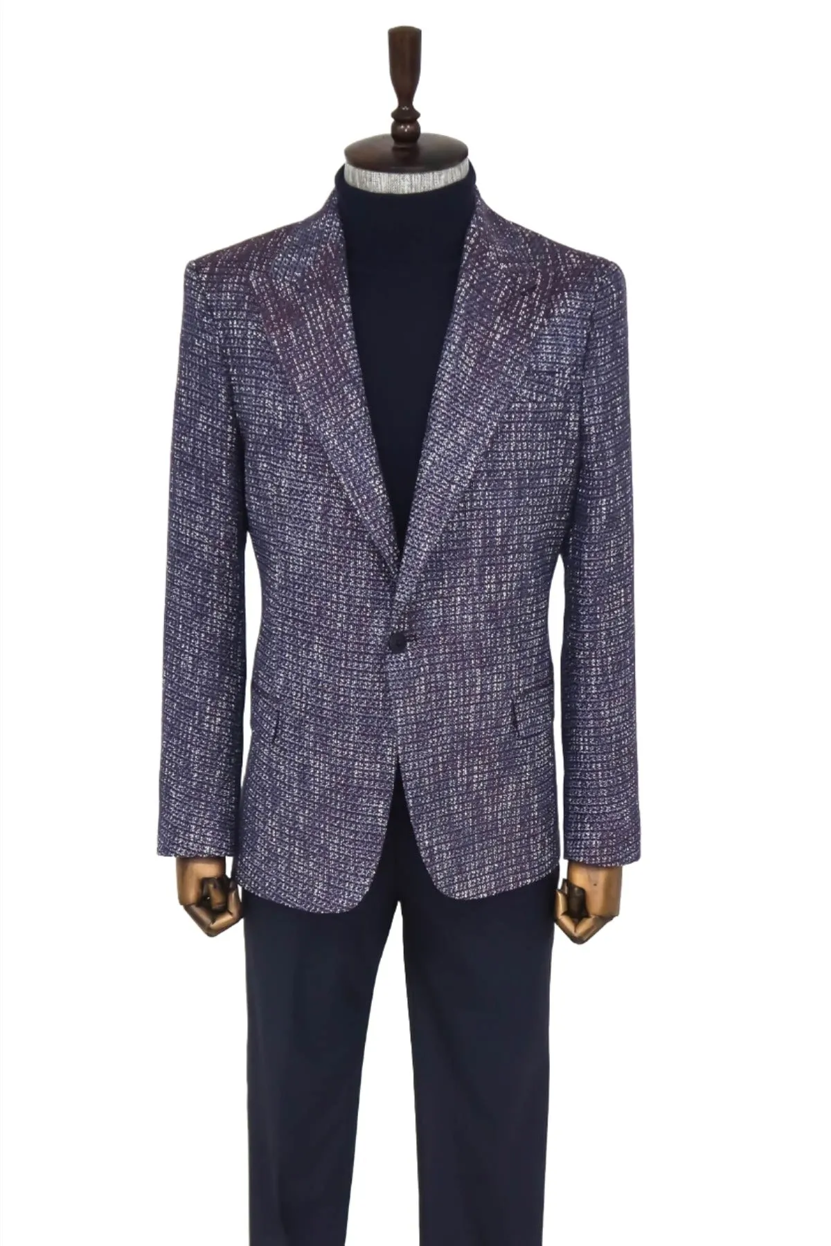 Slim Fit Patterned Sport Purple Men Blazer - Wessi sold by Wessi product image thumbnail 3