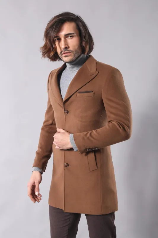 Brown Men Long Coat - Wessi sold by Wessi