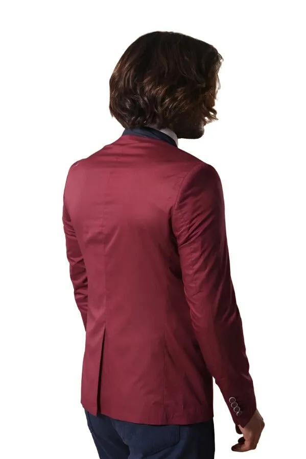 Crew Neck Burgundy Men Blazer - Wessi sold by Wessi product image thumbnail 4