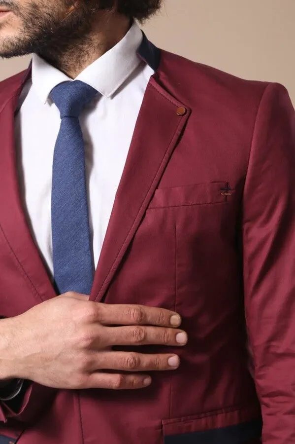 Crew Neck Burgundy Men Blazer - Wessi sold by Wessi product image thumbnail 2