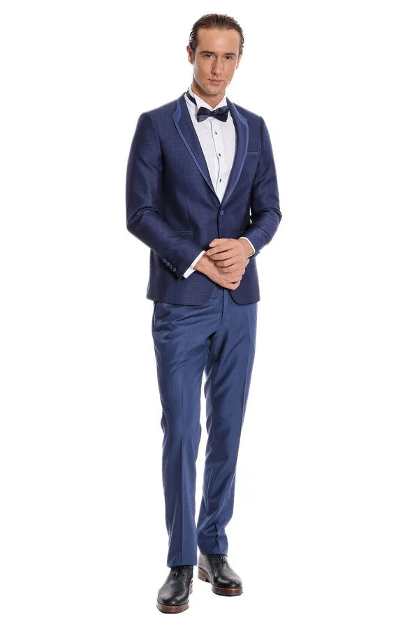 Dot Patterned Dark Blue Tuxedo - Wessi sold by Wessi product image thumbnail 2