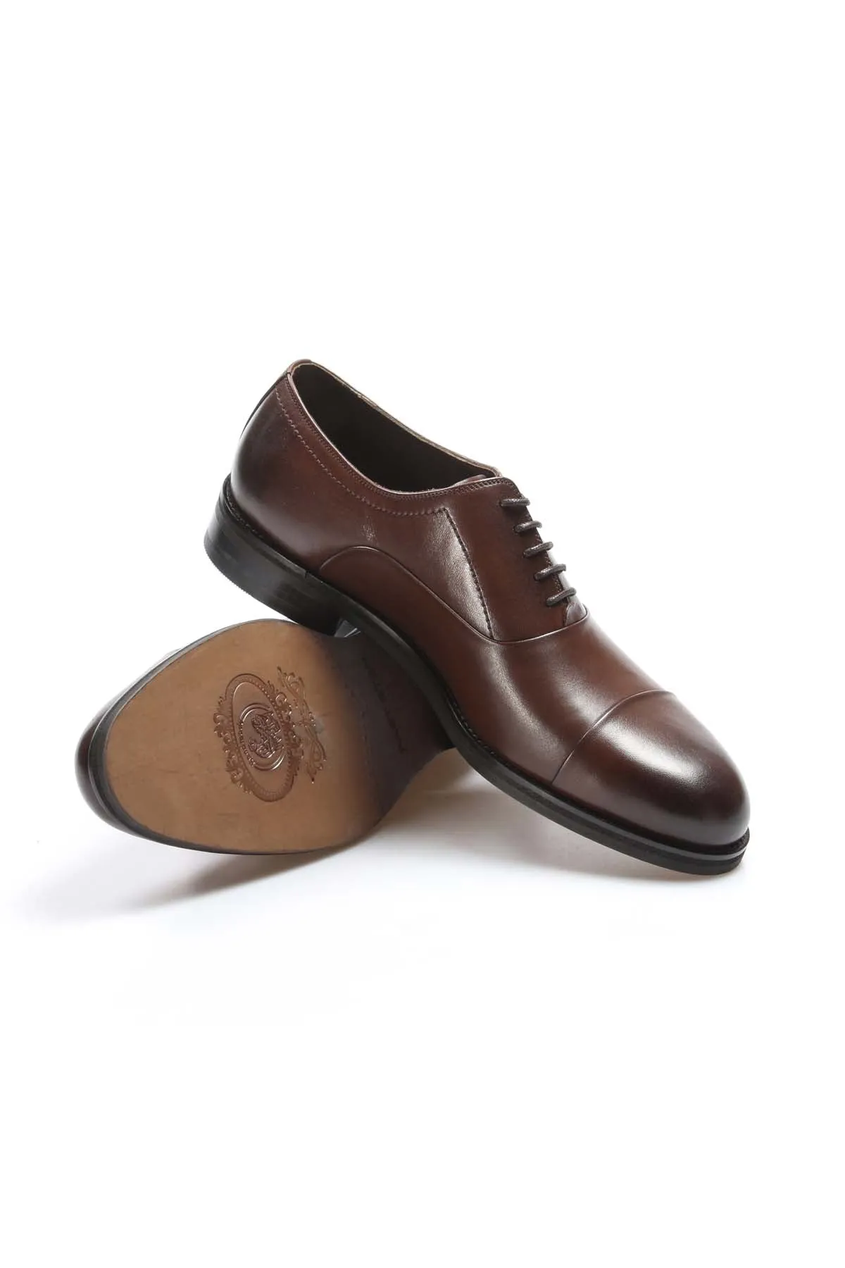 Men's Brown Leather Cap Toe Oxford Shoes - Wessi sold by Wessi product image thumbnail 4