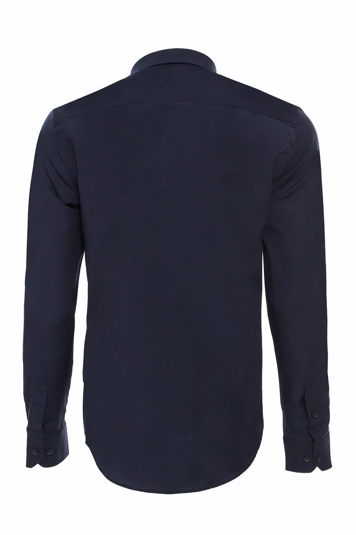 Plain Long Sleeves Regular Fit Navy Blue Men Shirt - Wessi sold by Wessi product image thumbnail 4