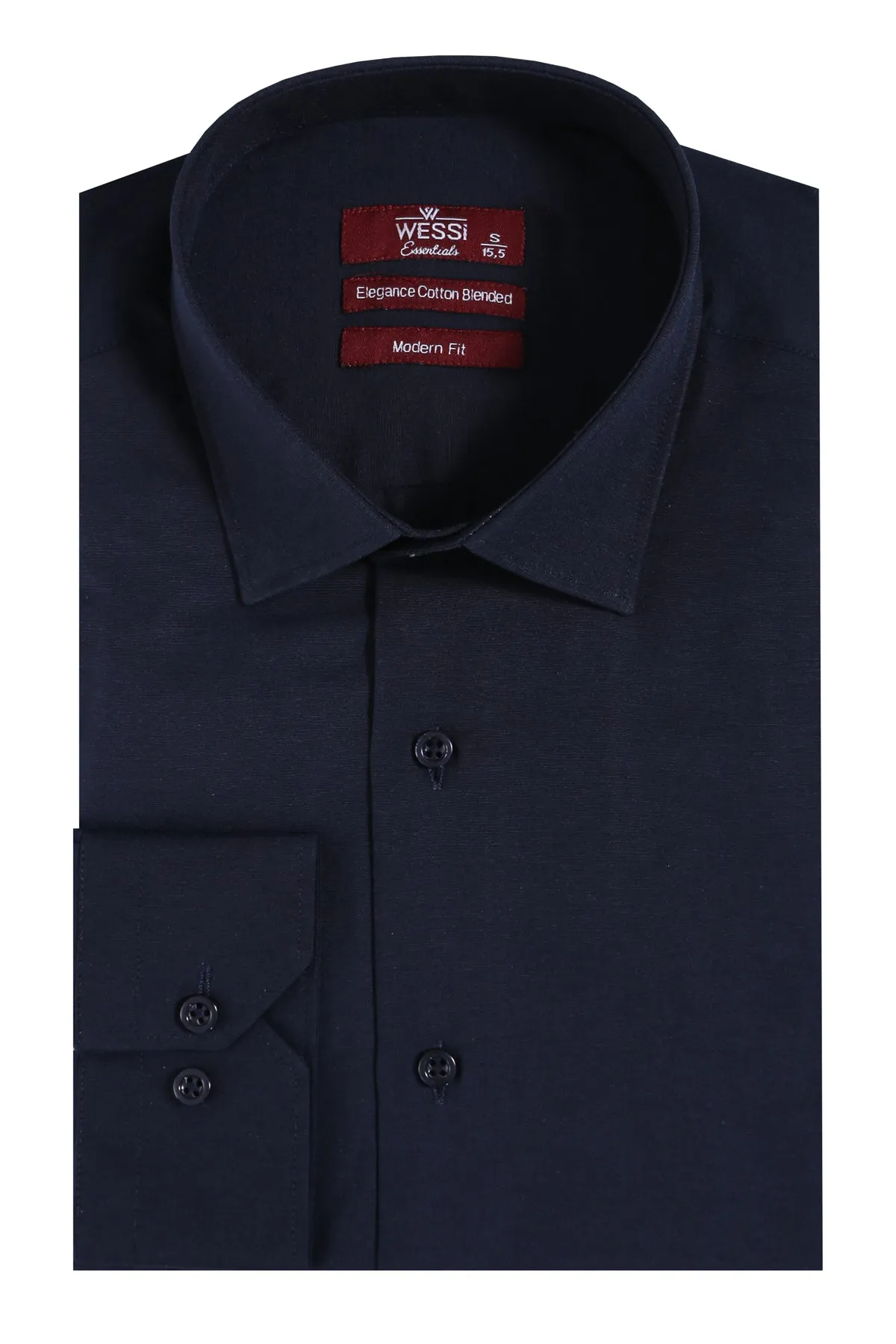 Plain Long Sleeves Regular Fit Navy Blue Men Shirt - Wessi sold by Wessi product image thumbnail 3