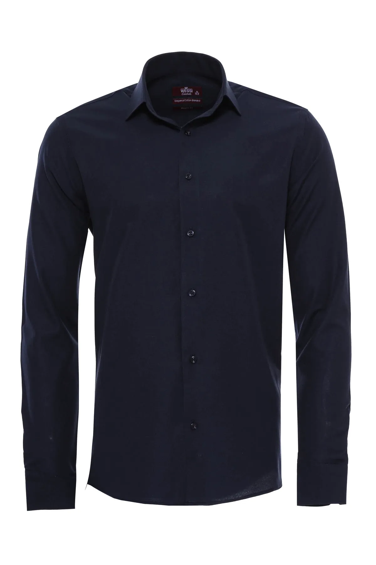 Plain Long Sleeves Regular Fit Navy Blue Men Shirt - Wessi sold by Wessi