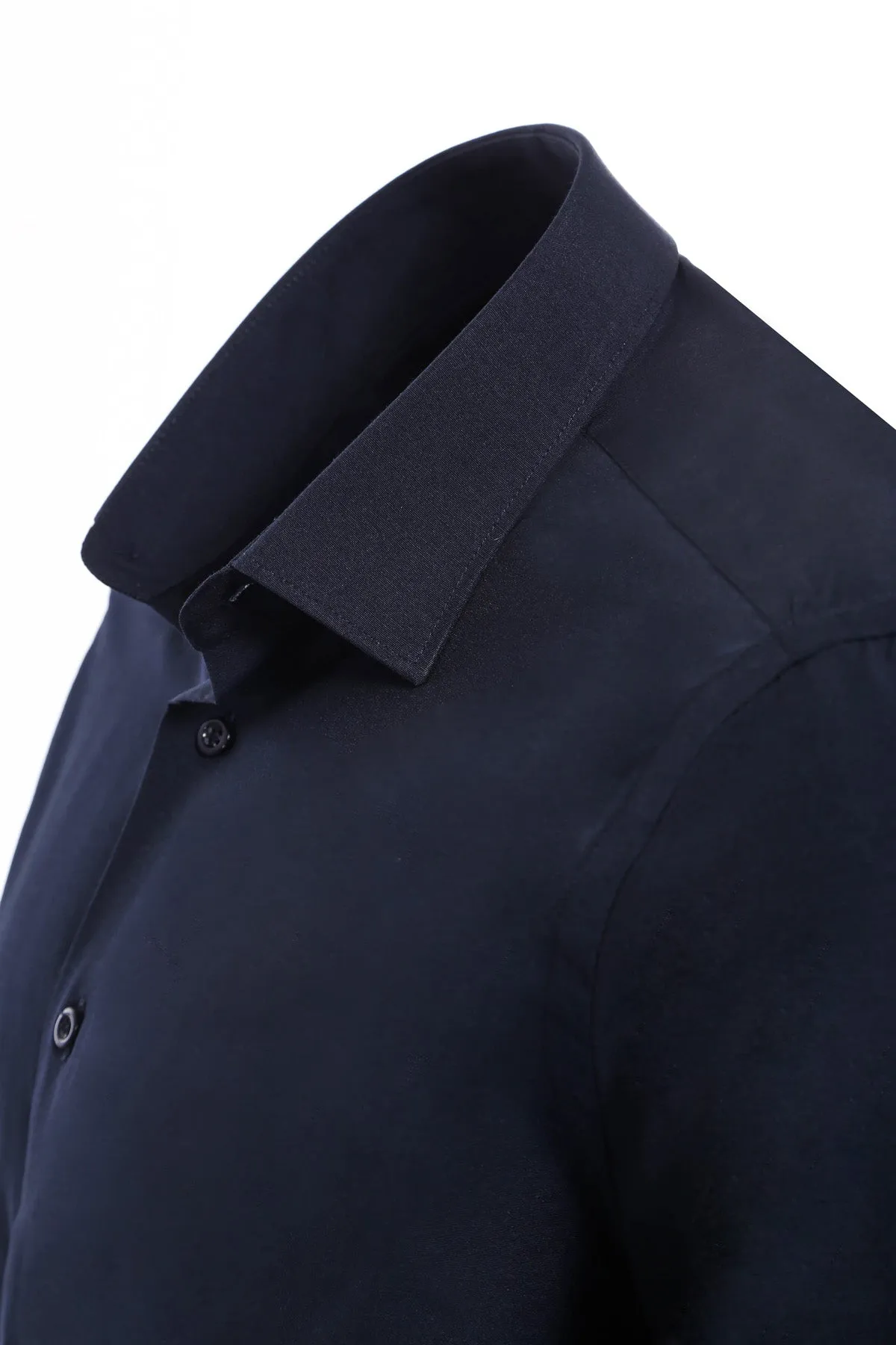 Plain Long Sleeves Regular Fit Navy Blue Men Shirt - Wessi sold by Wessi product image thumbnail 2