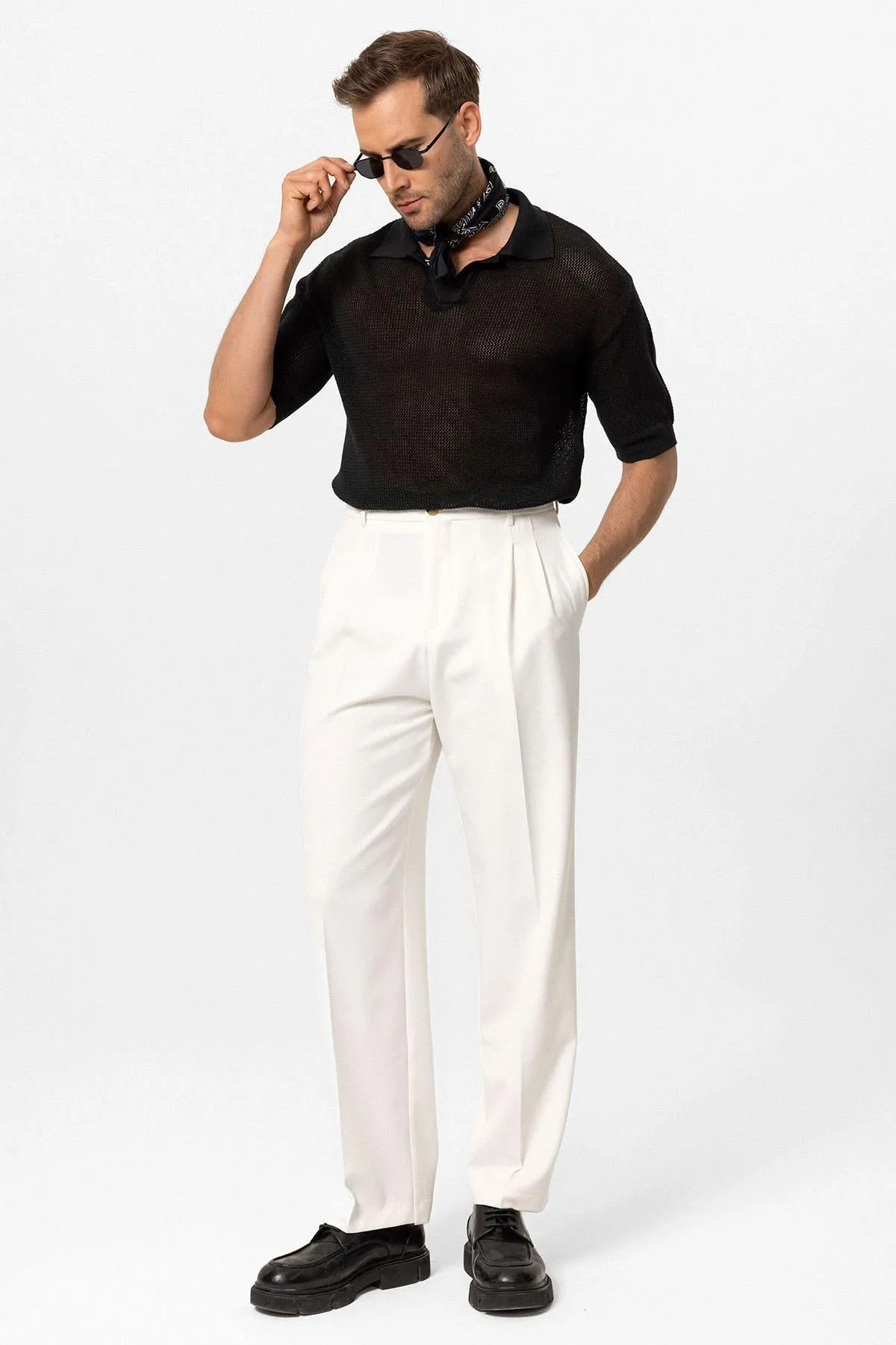 Men's Black Polo Neck Knit T-Shirt - Wessi sold by Wessi product image thumbnail 2