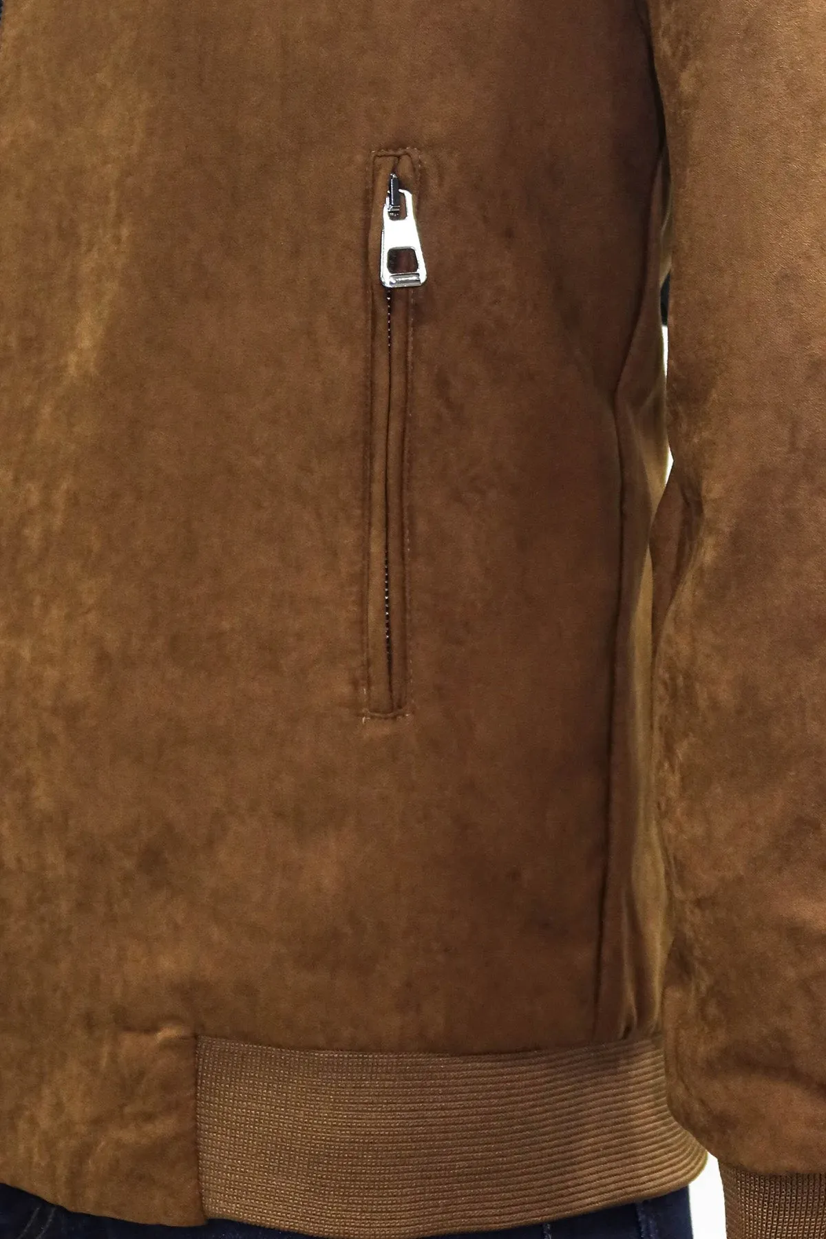 Plain Zippered Pockets Brown Men Bomber Coat - Wessi sold by Wessi product image thumbnail 5