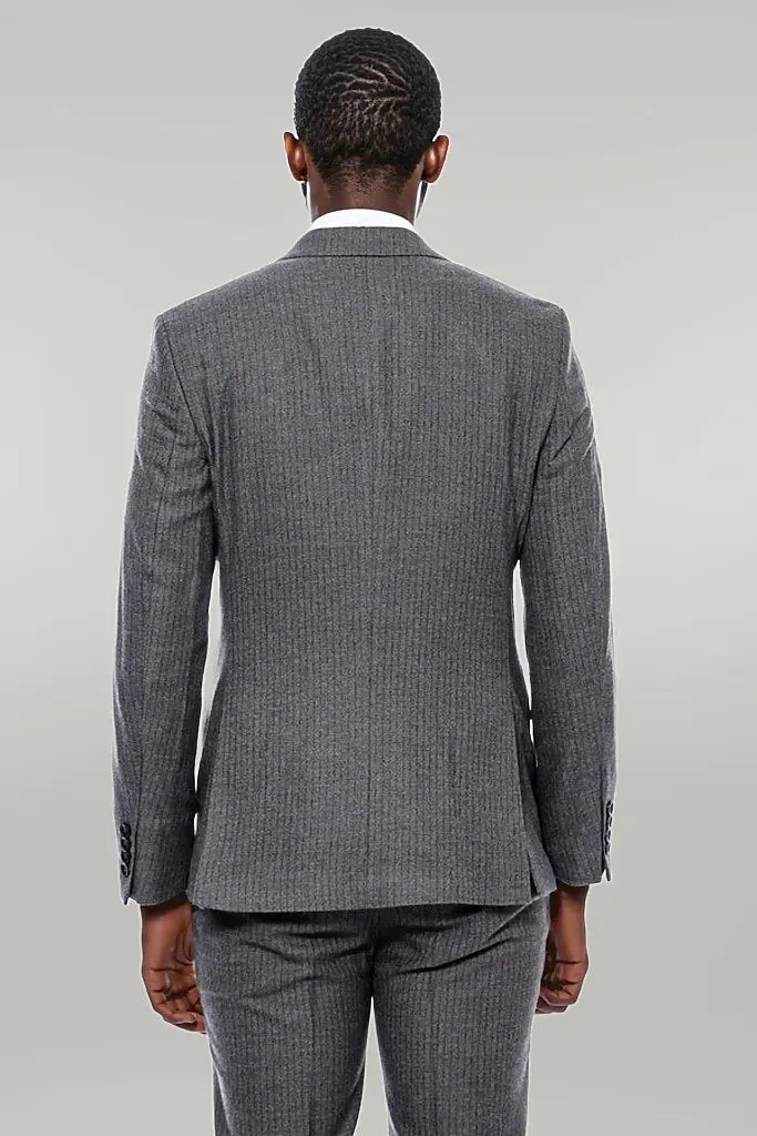 Striped Dark Beige Double Breasted Suit - Wessi sold by Wessi product image thumbnail 4