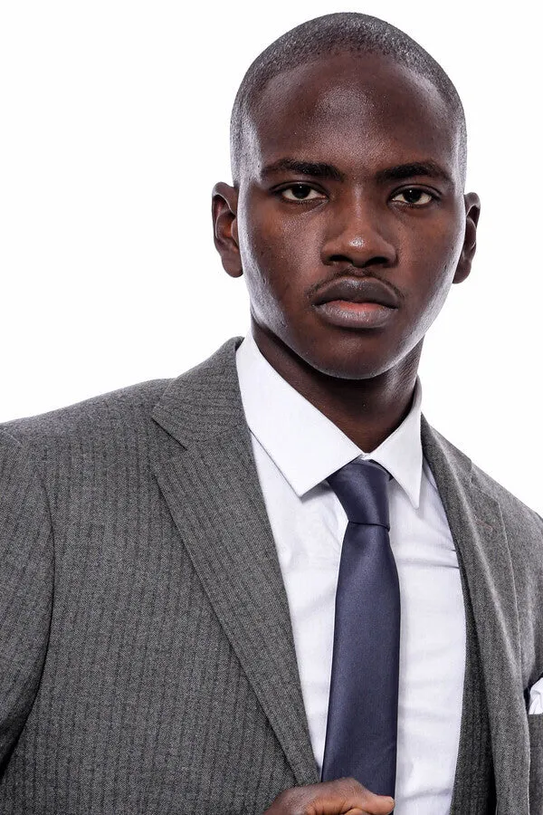 Striped Dark Beige Double Breasted Suit - Wessi sold by Wessi product image thumbnail 3