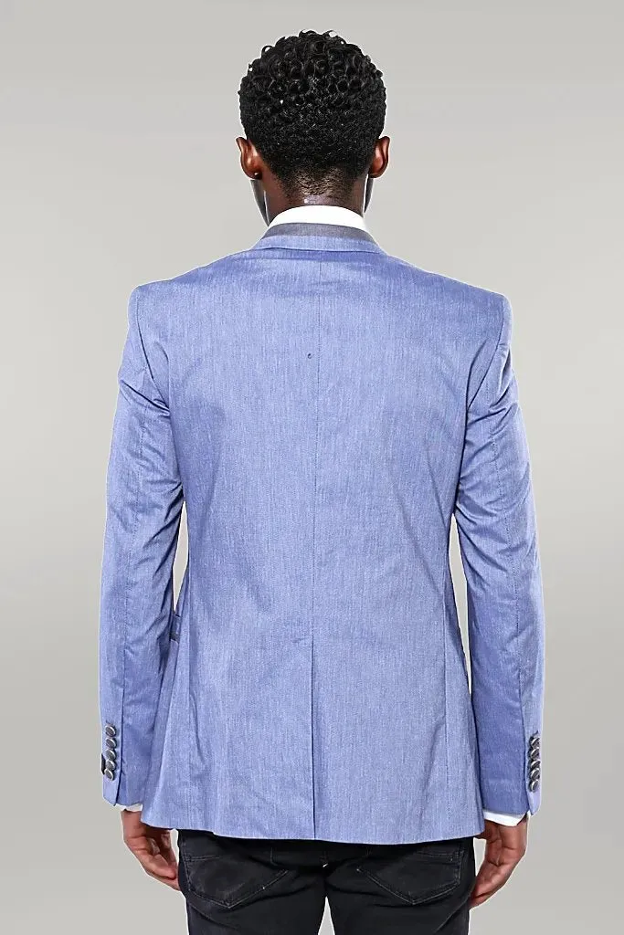 3 Pockets 2 Buttons Cross Piping Light Blue Jacket-Wessi sold by Wessi product image thumbnail 3