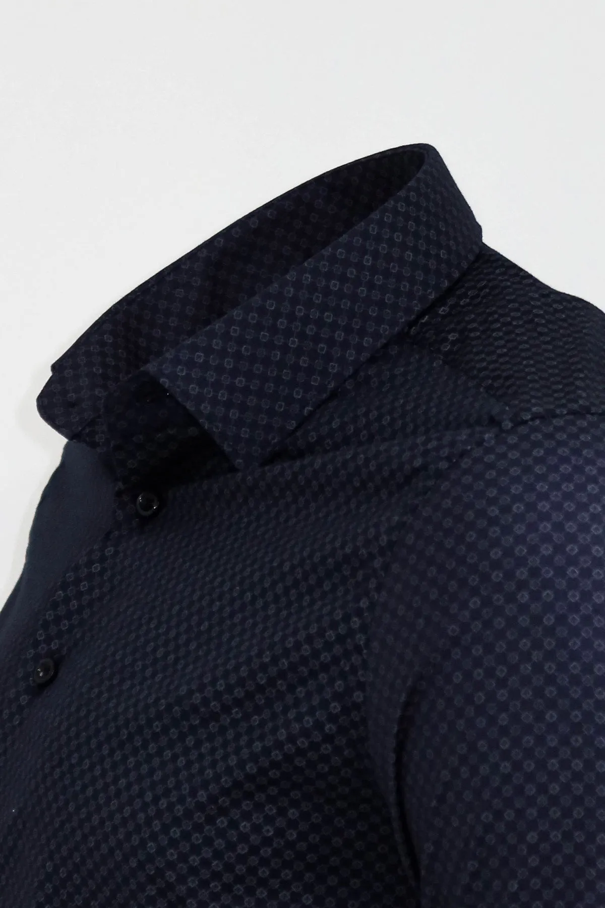 Dark Blue Tiny Check Patterned Slim Fit Shirt - Wessi sold by Wessi product image thumbnail 2