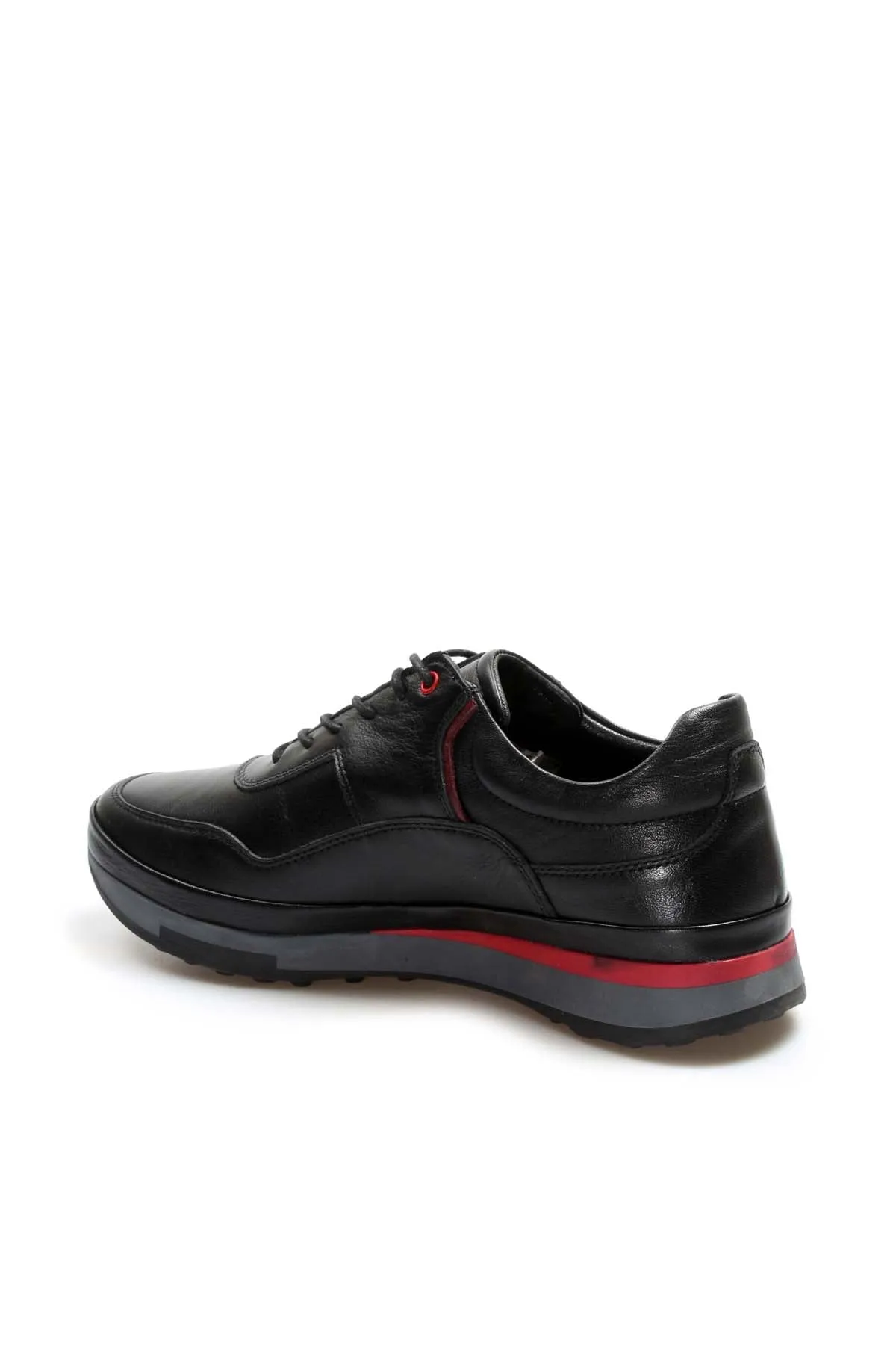 Men's Black Leather Sneakers with Red Stripe Accent - Wessi sold by Wessi product image thumbnail 2