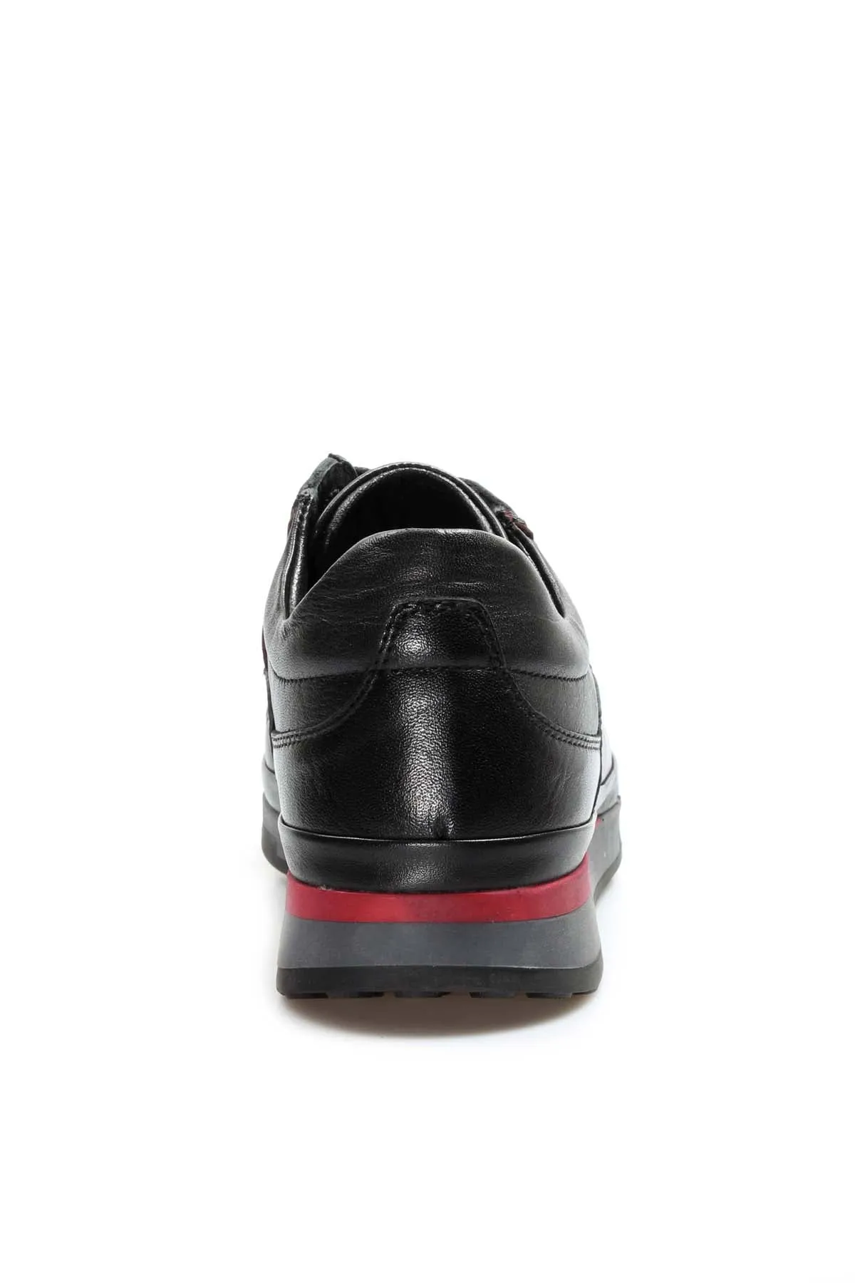 Men's Black Leather Sneakers with Red Stripe Accent - Wessi sold by Wessi product image thumbnail 4