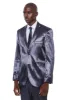 Two Buttons Two Piece Slim Fit Satin Navy Blue Men Suit sold by Wessi
