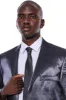 Two Buttons Two Piece Slim Fit Satin Navy Blue Men Suit sold by Wessi