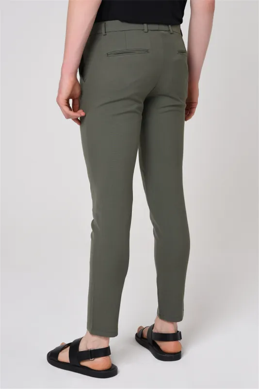 Light Khaki Men's Slim Fit Straight Accessory Fabric Trousers - Wessi sold by Wessi