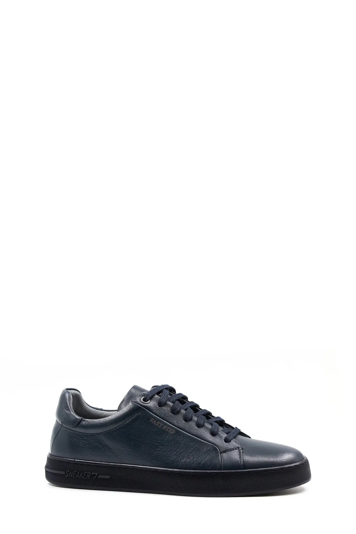 Men's Navy Blue Leather Casual Sneakers - Wessi sold by Wessi product image thumbnail 4