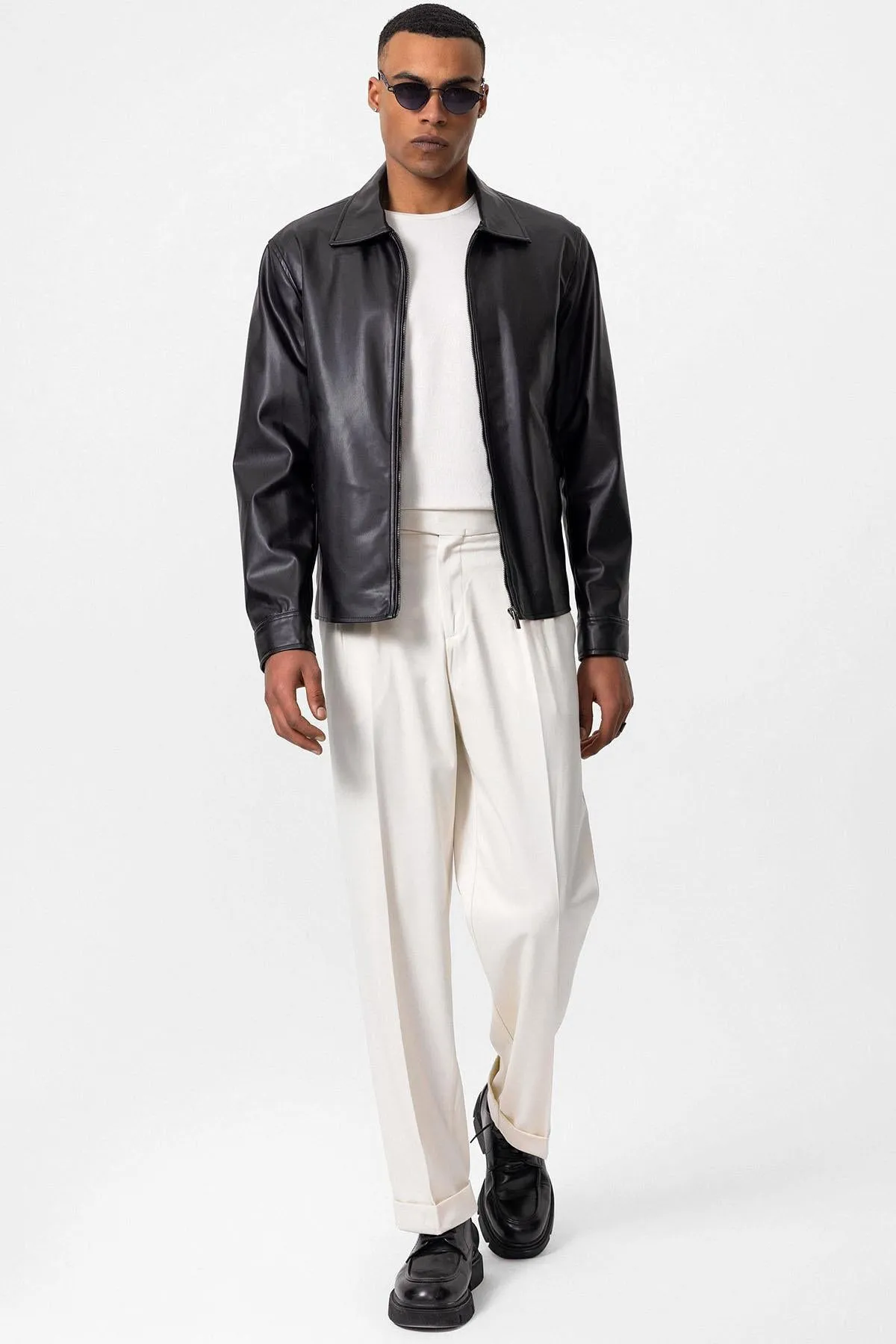 Men's Black Faux Leather Coat - Wessi sold by Wessi product image thumbnail 2