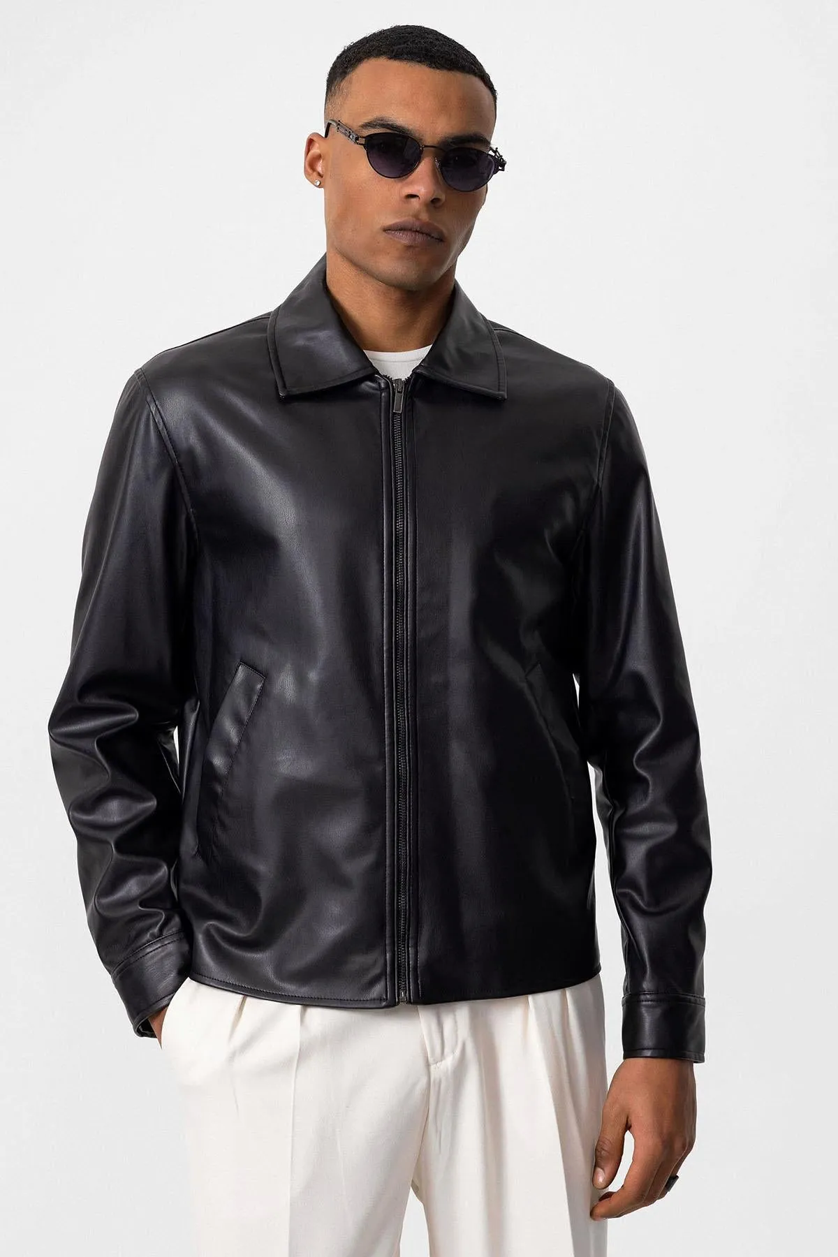 Men's Black Faux Leather Coat - Wessi sold by Wessi product image thumbnail 4