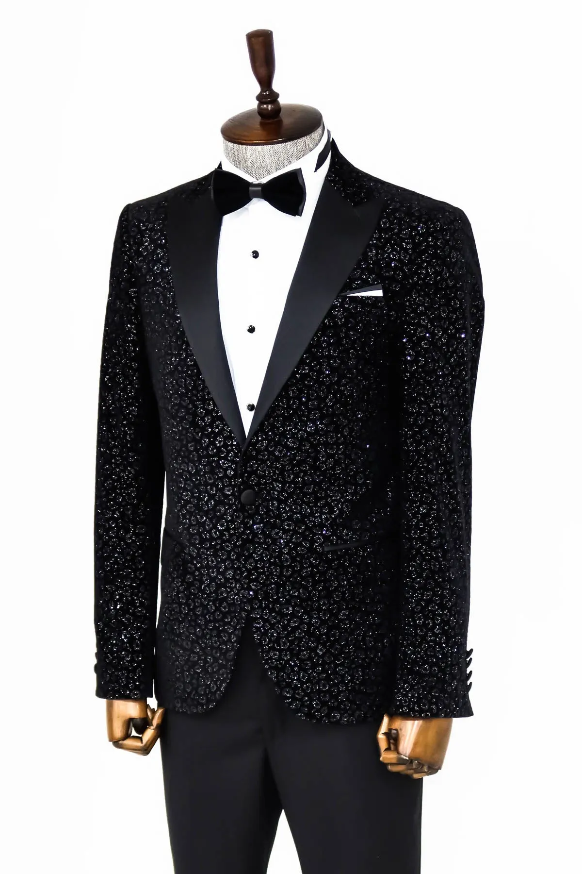 Leopard Pattern Slim Fit Black Men Evening Dinner Blazer - Wessi sold by Wessi product image thumbnail 4