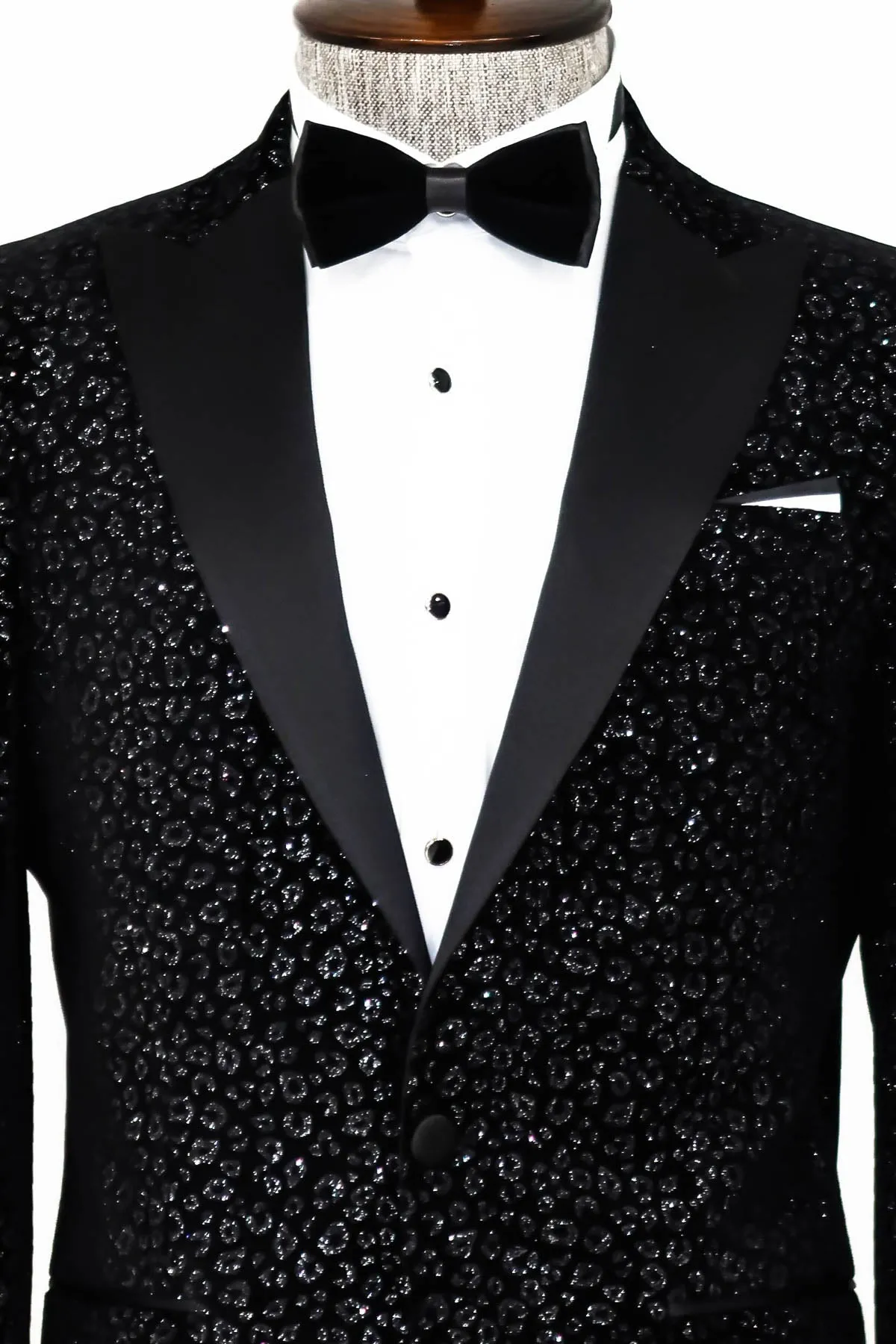 Leopard Pattern Slim Fit Black Men Evening Dinner Blazer - Wessi sold by Wessi product image thumbnail 2