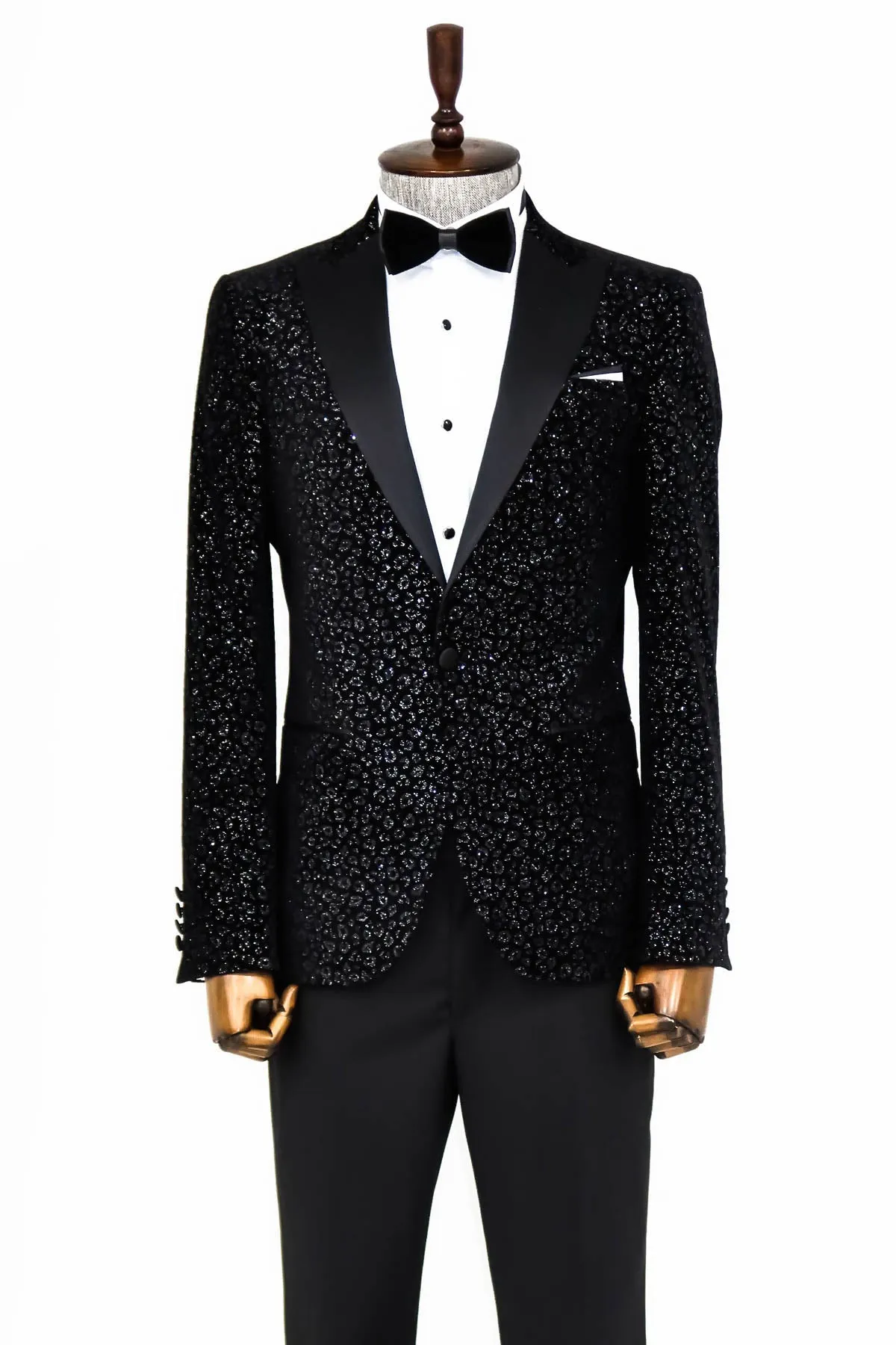 Leopard Pattern Slim Fit Black Men Evening Dinner Blazer - Wessi sold by Wessi product image thumbnail 3