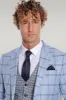 Checked Patterned Slim Fit Light Blue Men Suit - Wessi sold by Wessi
