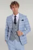 Checked Patterned Slim Fit Light Blue Men Suit - Wessi sold by Wessi
