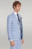 Checked Patterned Slim Fit Light Blue Men Suit - Wessi sold by Wessi
