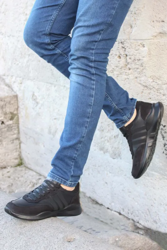 Black Suede Lace-Up Sneakers-Wessi sold by Wessi