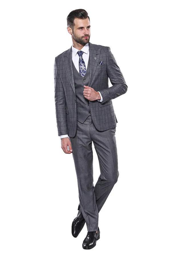Grey Vested Checked Suit - Wessi sold by Wessi product image thumbnail 2