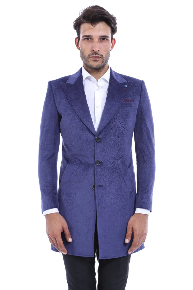 Peak Lapel Blue Men Coat - Wessi sold by Wessi