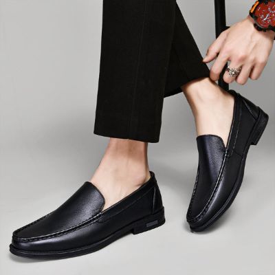 British Casual White Shoes Business Formal Wear Slip-on Hollowed-out Breathable Leather Shoes sold by Wessi