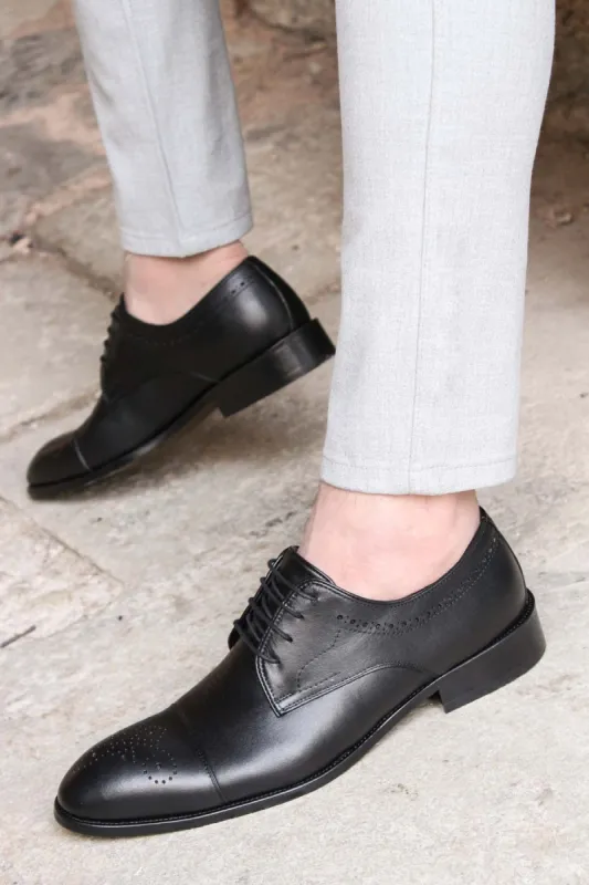Men's Black Leather Oxford Dress Shoes - Wessi sold by Wessi