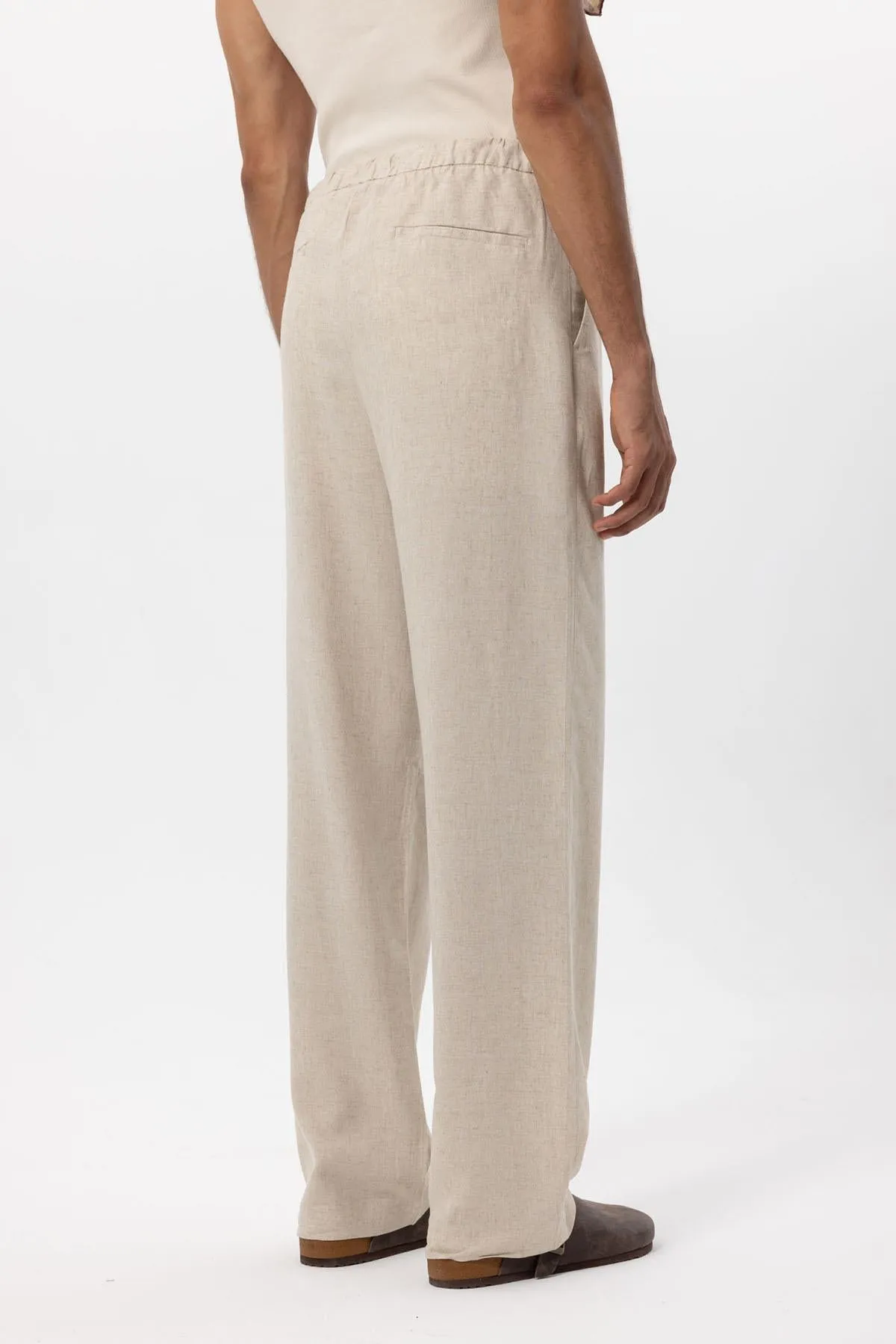 Men's Stone Belted Linen Blend Pants - Wessi sold by Wessi product image thumbnail 5