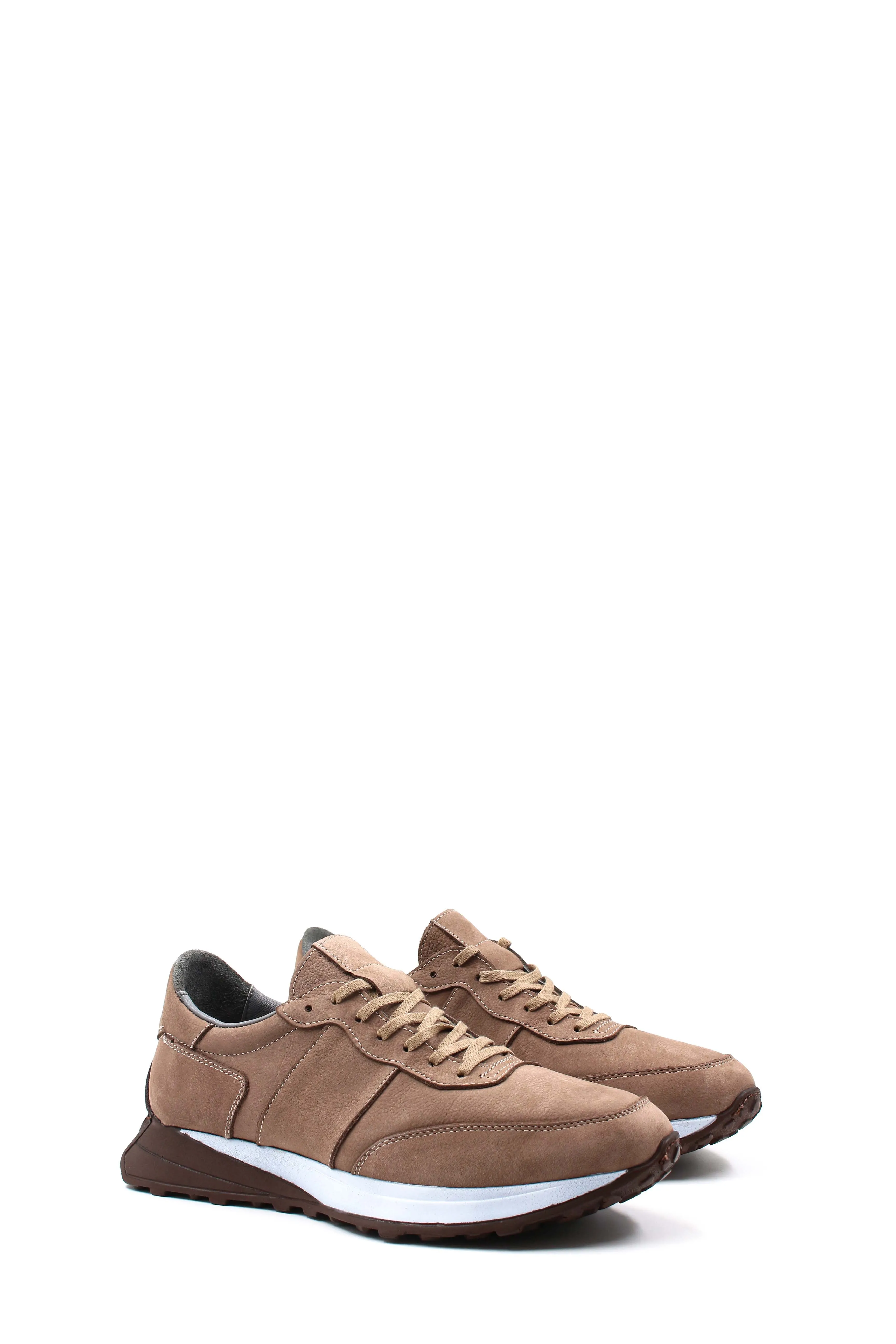 Men's Beige Suede Lace-Up Sneakers with Cushioned Sole - Wessi sold by Wessi product image thumbnail 4
