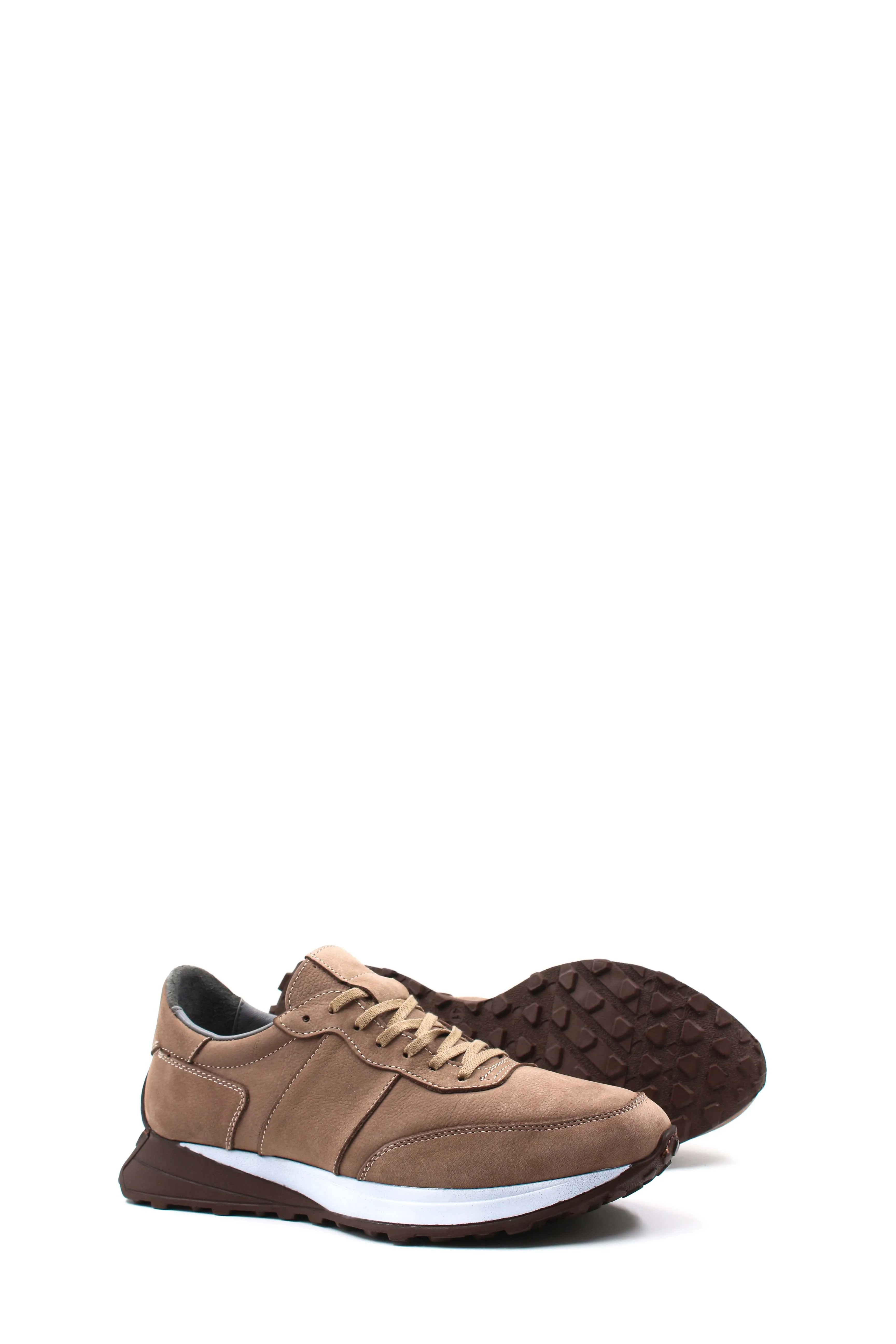 Men's Beige Suede Lace-Up Sneakers with Cushioned Sole - Wessi sold by Wessi product image thumbnail 3