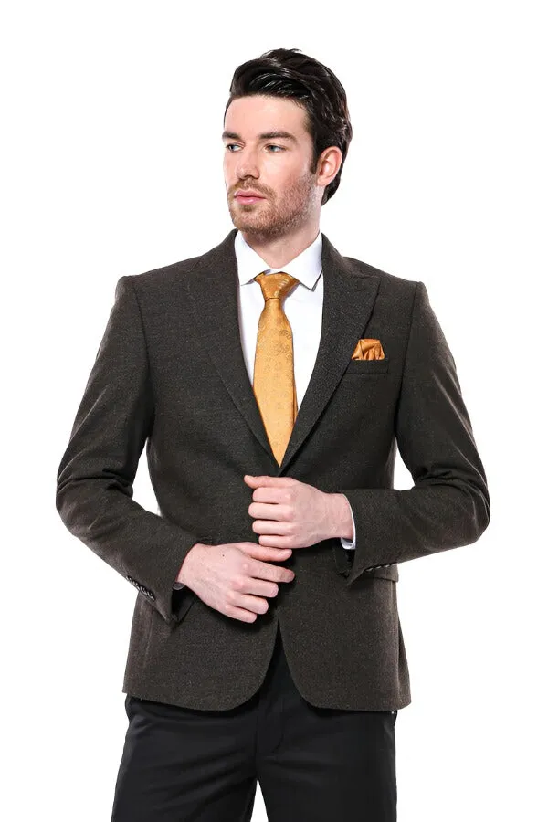 Peak Lapel Khaki Men's Blazer - Wessi sold by Wessi product image thumbnail 5