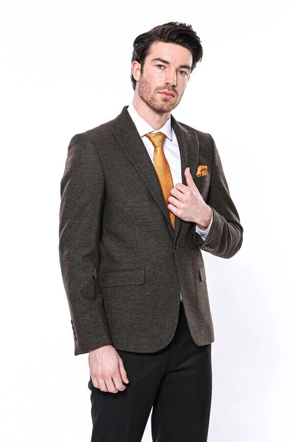 Peak Lapel Khaki Men's Blazer - Wessi sold by Wessi product image thumbnail 3