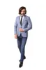 Single Button Wide Pointed Collar Blue Blazer - Wessi sold by Wessi
