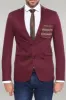 Double Buttons Knit Collar Mono Lapel Burgundy Jacket-Wessi sold by Wessi