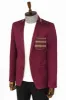 Double Buttons Knit Collar Mono Lapel Burgundy Jacket-Wessi sold by Wessi