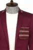Double Buttons Knit Collar Mono Lapel Burgundy Jacket-Wessi sold by Wessi