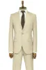 Two Piece Slim Fit Single Button Beige Men Suit sold by Wessi