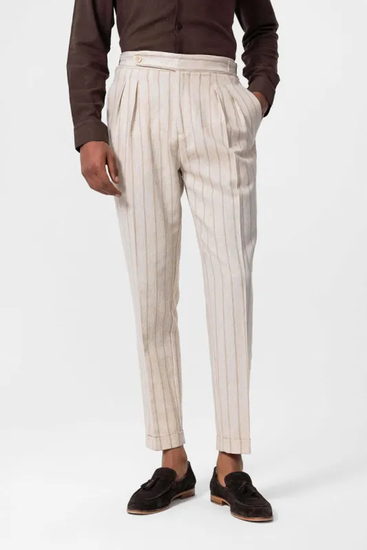Men's Mink Vizon High-Waist Linen Blend Pants - Wessi sold by Wessi